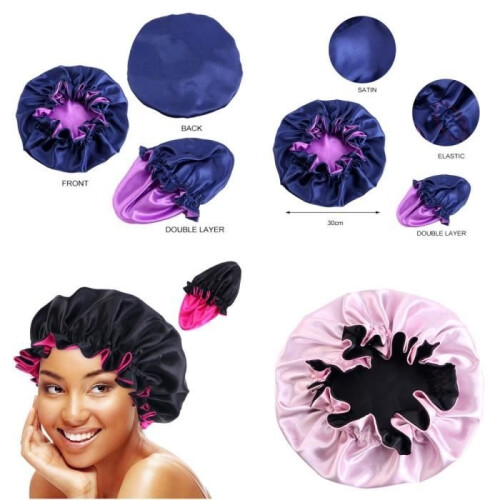 Satin Nightcap - 3-Pack - Elastic - Comfortable - Hair Protection