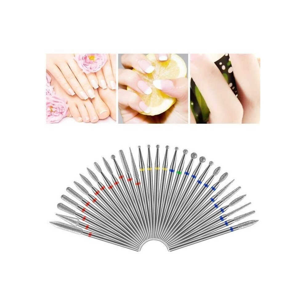 Aihontai 30 Pieces Nail Drill Bits, Electric Nail File Bits For Manicure And Pedicure, Nail Drill Bits, Cuticle Cleaner Gel