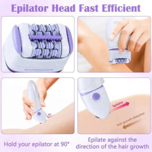 Epilatore elettrico da donna, 2 velocità, per viso, corpo, ascelle, inguine e gambe, con luce LED.