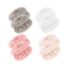 Set di 4 paia di braccialetti assorbenti in microfibra per lavarsi il viso, per donne e ragazze - Previene i liquidi