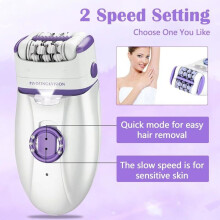 Elektrische epilator voor vrouwen, 2 snelheden, voor gezicht, lichaam, oksels, bikinilijn en benen, met LED-verlichting