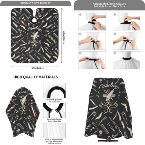 Friseurschürze – MARKE – Schwarz – 140 x 60 cm – Leichtes Polyester – Fleckenabweisend 2