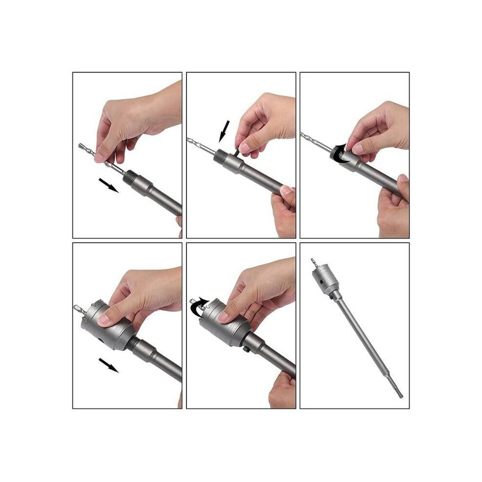 Hole Saw, 30Mm, 40Mm, 50Mm Hole Saw Set, 350Mm Concrete Hole Saw, Sds Plus Extension Rod, Carbide Tip 9102920042410