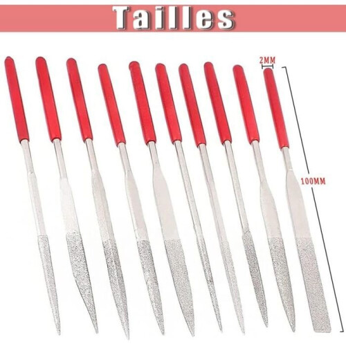 Mini Needle Files - LARGEIGHT - 2 mm x 100 mm - Diamond Cut - For DIY Projects - 10 Pieces 1