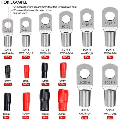 Crimp terminal kit - LARGEIGHT - 120 pieces - Red copper - PVC insulation - Multiple colors 2