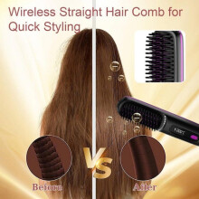 Hair straightener - Cordless hair straightener - Curling iron - Compact and portable - With LED display - Protective