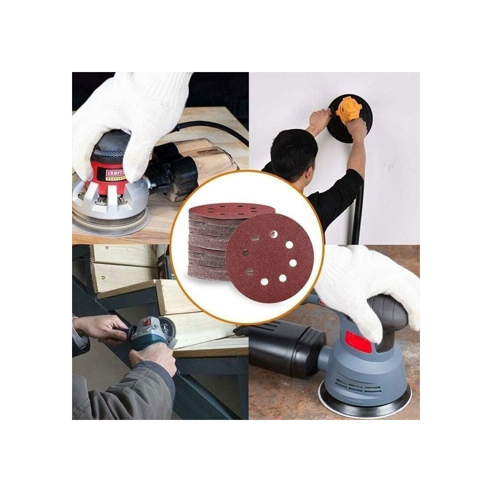 Pack Of 100 Pieces Of Sandpaper For 125Mm Random Orbital Sander. Abrasive Discs Of 60/80/100/120/240 Grit. 9102920042090