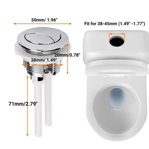 38mm to 45mm toilet flush button, dual push button, replacement parts 1