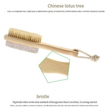Set comprensivo di spazzola per piedi con setole naturali e pietra pomice con corda e manico in legno - pedicure