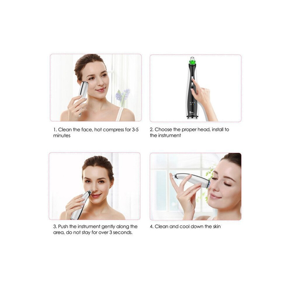 Aihontai Usb Rechargeable Blackhead Vacuum, Facial Pore Cleaner With 10 Attachments To Remove Blackheads, Pimples, And Oil
