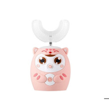 Spazzolino elettrico a 360 per bambini, ricaricabile, a ultrasuoni, con timer intelligente - Gatto rosa - Età 7-15 anni