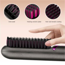 Cordless Hair Straightening Brush, Fast Heating Straightening Brush, Three Speed Adjustable Curler, Heated Comb