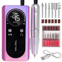 Trapano per unghie EKESOR V4 — 45.000 giri/min, batteria ricaricabile, schermo LCD, motore brushless, viola