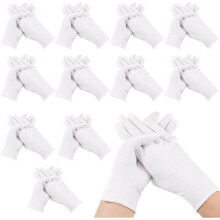 White Dermatological Cotton Gloves - 12 Pairs - Protective Gloves - Moisturizing Gloves - Universal Size