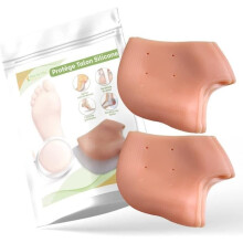 2 Pairs Beige Silicone Heel Protectors | Men's and Women's Socks | Cream for Very Dry and Damaged Feet | Protective Blister Plaster