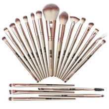 20-delige professionele make-upkwastenset voor foundation, oogschaduw, blush, complete champagnekit