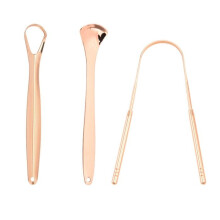 Tongue scraper - OKUMGGYJ - 3-piece set - Stainless steel - Ergonomic - Easy to clean