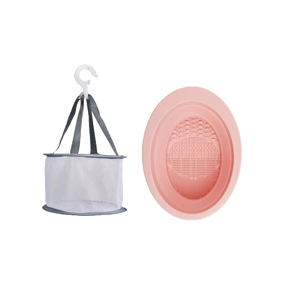 Aihontai Makeup Brush Cleaning Mat, 2-Piece Silicone Mat For Makeup Brushes And Cleaner, Hanging Drying Net