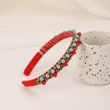 Jingle Bell Christmas Headbands for Women – Stylish and cute headband with imitation pearls, assorted festive colors, accessory 1