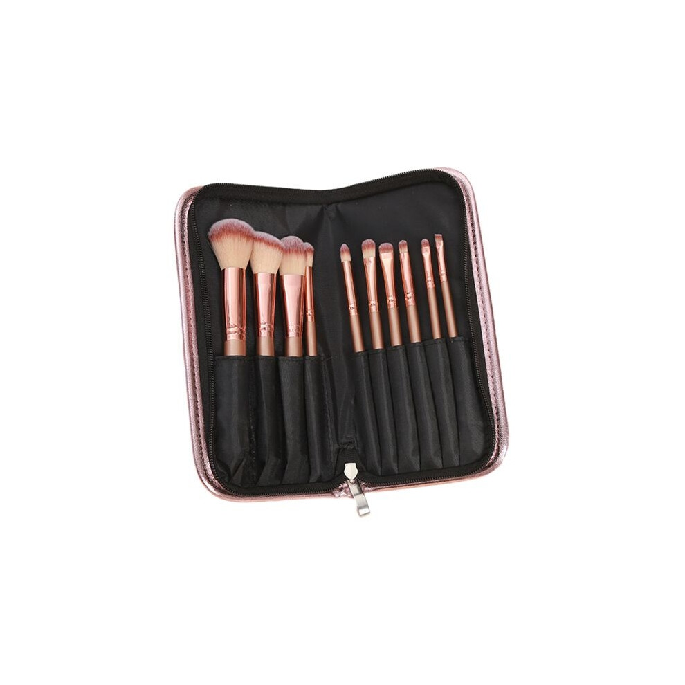 Aihontai 10-Piece Makeup Brush Set With Case, For Foundation, Eyeshadow, And Travel Makeup