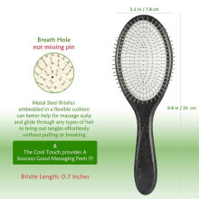 Detangling brush with metal bristles – Anti-static, for all hair types (daily use, wet/dry)