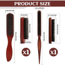 Hairbrush - Natural - 2 pcs - Boar bristles - Wooden handle - Effective detangling