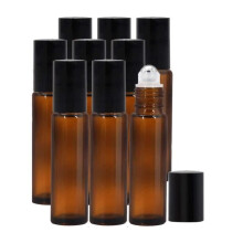 Roll-on bottles for essential oils, refillable amber-colored glass roller bottles with stainless steel balls