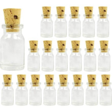20 mini glazen flesjes van 7 ml met kurkstopjes - kleine flesjes voor diffusers, huwelijksgeschenken