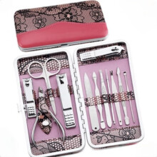 Professionelles Maniküre- und Pediküre-Set – Edelstahl – Rosa – Komplettset – Nagelknipser