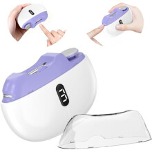 Tagliaunghie elettrico 3 in 1, lima e lucidatrice automatico portatile con LED, 3 velocità silenziose, per neonati e adulti, viola
