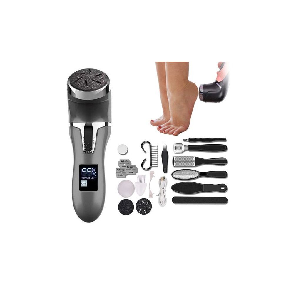 Aihontai Rechargeable Electric Foot File, Pedicure Sander, Waterproof, 2 Speeds, Foot Callus Removal Kit - Black