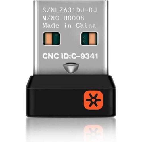 Adattatore ricevitore USB wireless Unifying per mouse e tastiera Logitech, compatibile con 6 dispositivi.