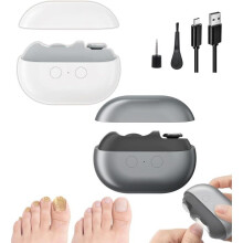 Tagliaunghie elettrico intelligente ricaricabile - Silenzioso e senza fili per anziani - Design grigio/bianco