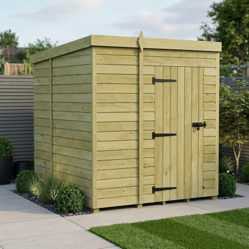 6 x 6 Pent Shed Tanalised (Single Door, No Windows)