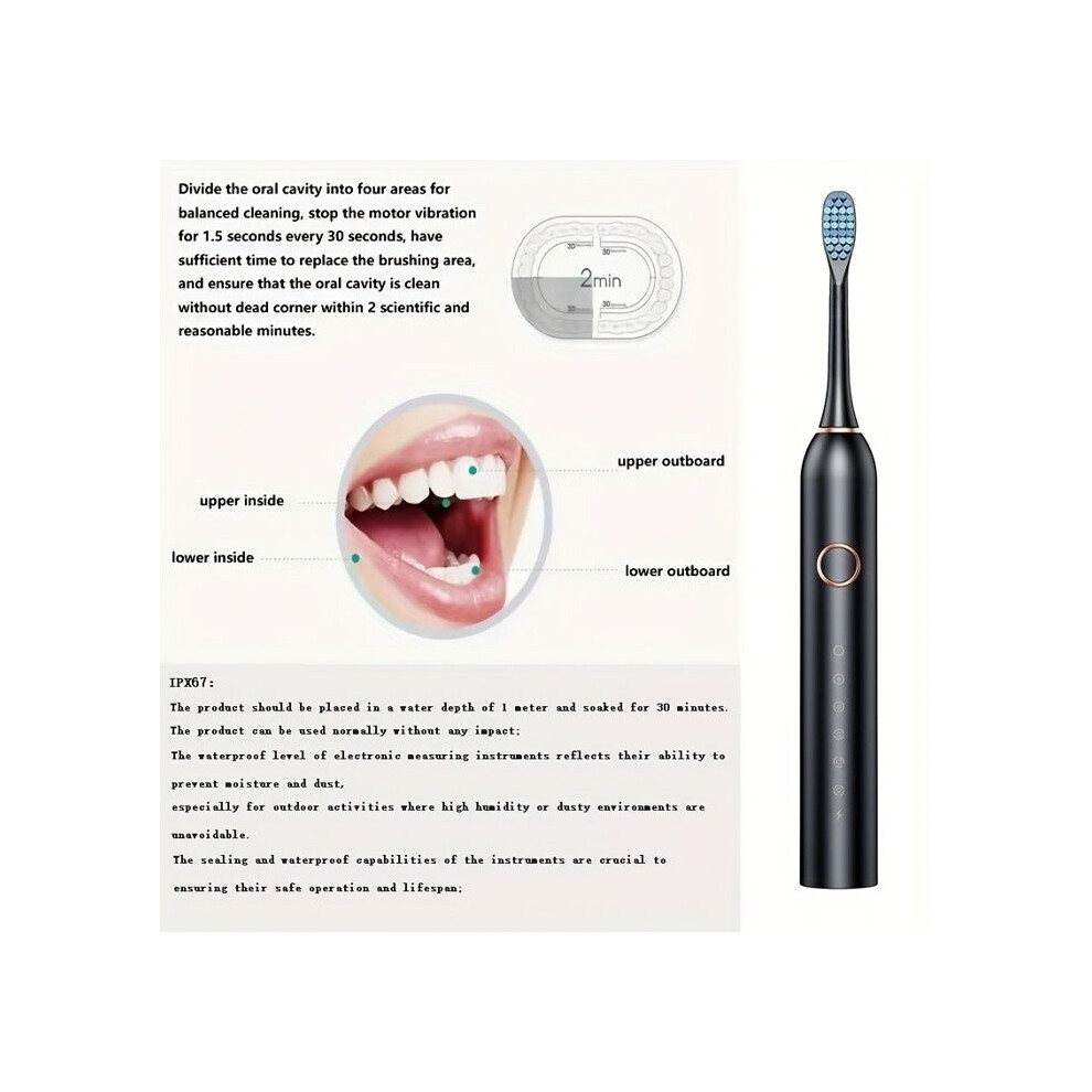 Aihontai Smart Sonic Electric Toothbrush Â Fully Automatic Rechargeable Toothbrush For Adults Â Black