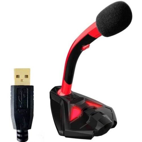 Microfono USB - Professionale - Gaming - Rosso - Compatibile con PS4 - Eccellente qualità audio