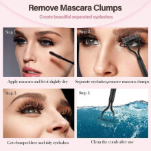 Peigne à cils, brosse à sourcils, séparateur de cils, pinceau cosmétique avec couvercle pour filles et femmes (non pliable)
