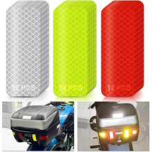 Self-Adhesive Reflective Strips for Safety Helmets for Motorcycles, Bicycles, Cars, and Vehicles, 36 Pieces, Silver, Yellow, Red