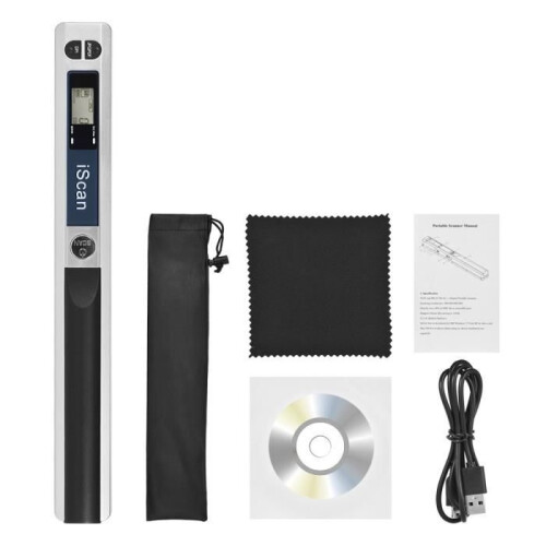Portable Wireless Document Scanner A4 900DPI JPG/PDF Format LCD Display with Bag for Office School Silver (CD) 2