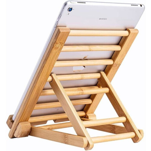 Supporto per tablet RisingFF in bambù, supporto per iPhone, iPad, tablet e tutti i telefoni cellulari (formato grande) 1