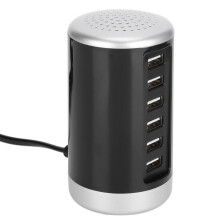 6-Port USB Tower Charging Station, 30W Fast Charger Power Adapter, US Plug, 100-240V, for Telephones