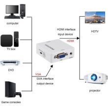 Convertisseur VGA vers HDMI - Tbest - Adaptateur 1080p - Plug and Play - Audio analogique intégré