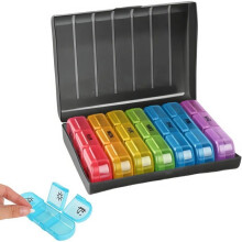 Weekly Pill Organizer (Morning, Noon, Evening), 7-Day Large Capacity Pill Organizer with Storage Box, 21 Compartments, Finish