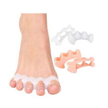 Zehenspreizer, 2 Stück, weiches Gel-Silikon, geeignet für Erwachsene und Senioren, korrigierend – Weiß/Rosa