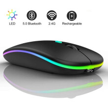 Mouse wireless ricaricabile, mouse Bluetooth ergonomico, mouse da gioco silenzioso a 3 DPI con retroilluminazione a 7 colori