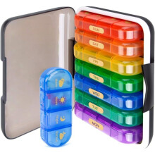 7-day weekly pill organizer with 28 compartments, large weekly pill organizer with 4 daily compartments, pill box