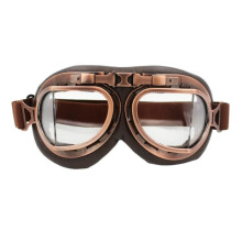 Vintage motorcrossbril, pilotenhelm, steampunk koperen lens, transparant