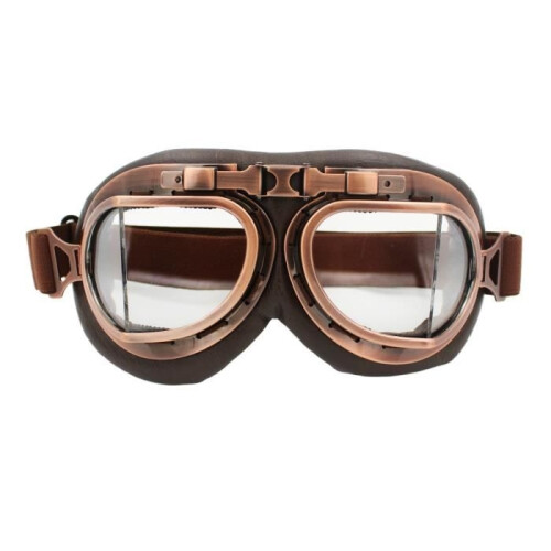 Vintage γυαλιά μοτοκρός, κράνος πιλότου, φακός Steampunk από χαλκό, διαφανές