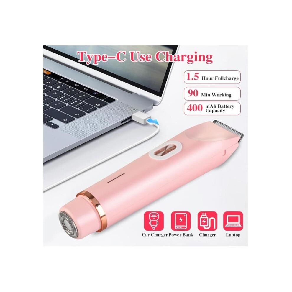 Aihontai Women's Electric Shaver, 2-In-1 Electric Trimmer And Shaver, Rechargeable Bikini Trimmer, Ipx7 Waterproof Epilator