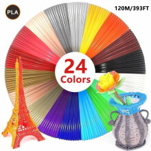1,75 mm:n PLA-filamentti 3D-kynille, 24 väriä, 120 m / 393 jalkaa, tee-se-itse-piirustuslahja lapsille (satunnainen väri)